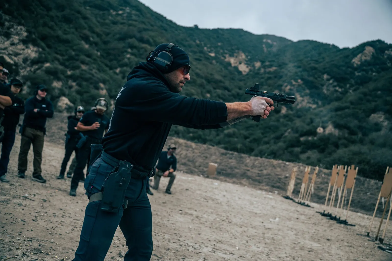 Shooter training on an outdoor range